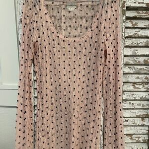 Free People Lace-trim polka dot blouse